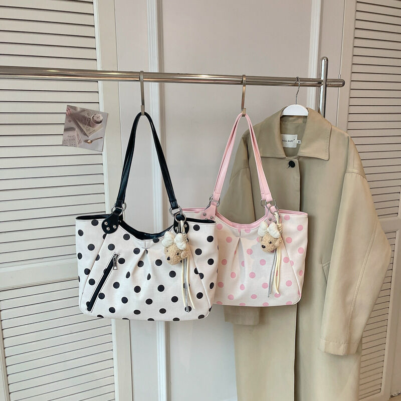Casual Style Studded Polka Dots Fabric Women's Tote Bag h5 Picture3
