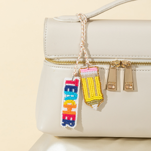 Abalorios sencillos de estilo casual con letras y cuerda tejida de colores variados para bolsos. h5 Imagen2