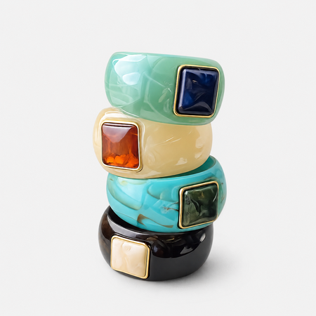Simple Series Retro Irregular Shape Resin Women's Bangles