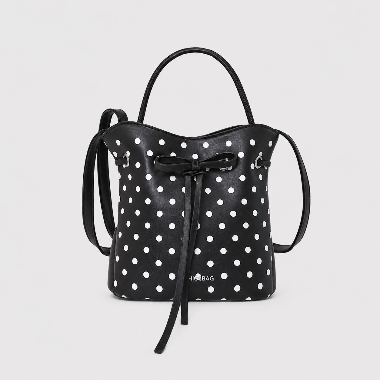 Pariser Chic Damen-Beuteltasche mit Polka-Dots aus PU