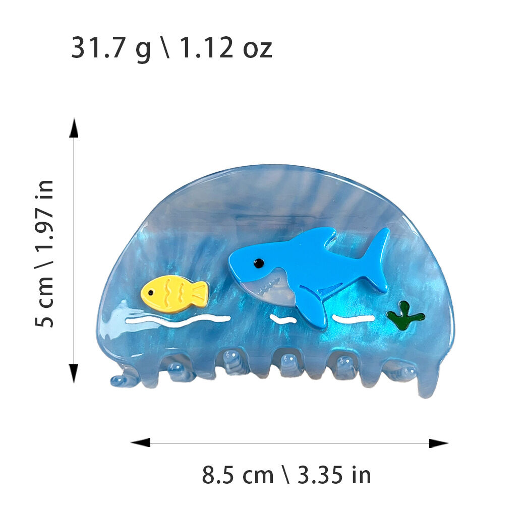 Garras de pelo de acetato con diseño de animales oceánicos naturales de la serie Simple: conchas, estrellas de mar y colores degradados. Imagen3