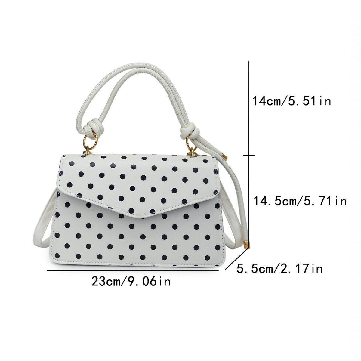 Sacs à main carrés pour femmes en PU à pois, style parisien chic h5 Image2