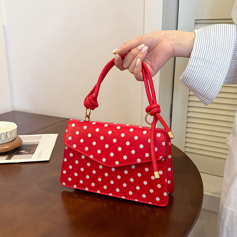 Sacs à main carrés pour femmes en PU à pois, style parisien chic Image4