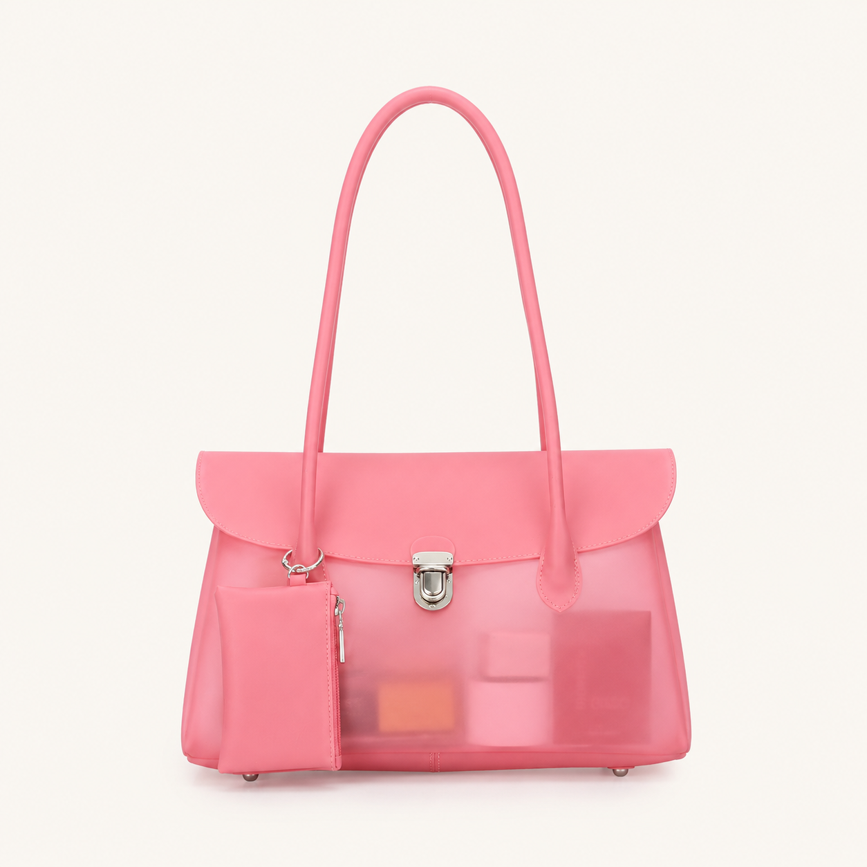 Casual stijl damestas met metalen details, PVC / transparante effen PVC-stof