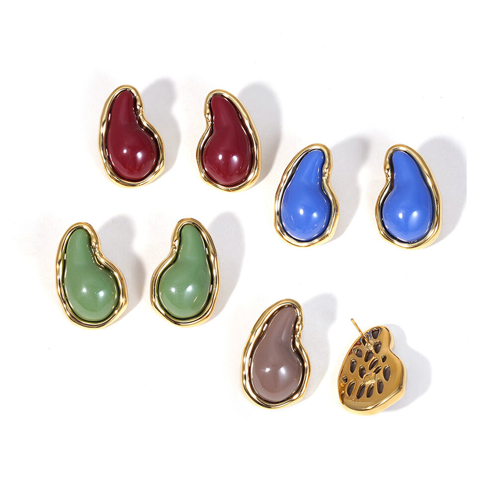 Classic Series Droplet Resin Women's Stud Earrings h5Picture2
