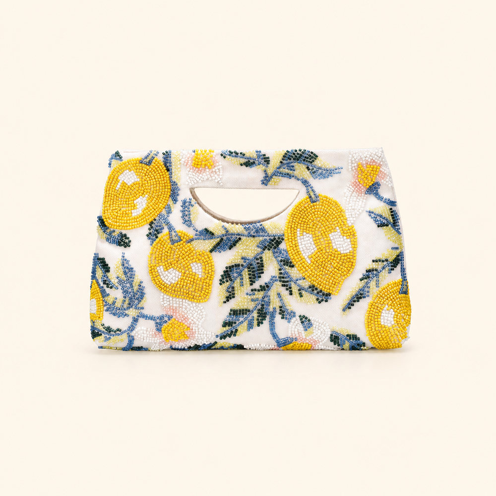 Casual Style Woven Fruit Patchwork Beads Mixed Color Woven Fabric Women's Square Bag