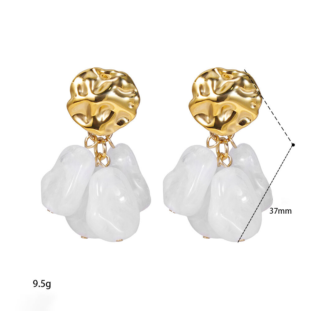 Classic Series Retro Tassel Hammer Pattern Resin Women's Drop Earrings h5Picture3