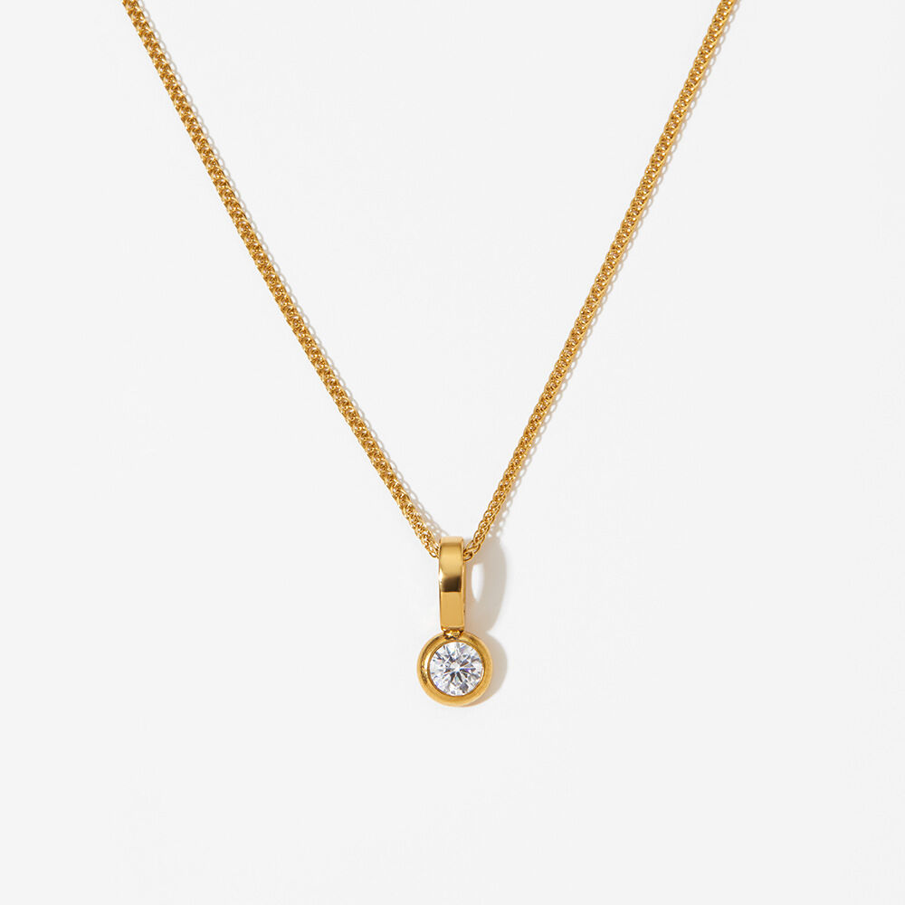 Simple Series Circle Stainless Steel Waterproof Zircon Women's Pendant Necklaces