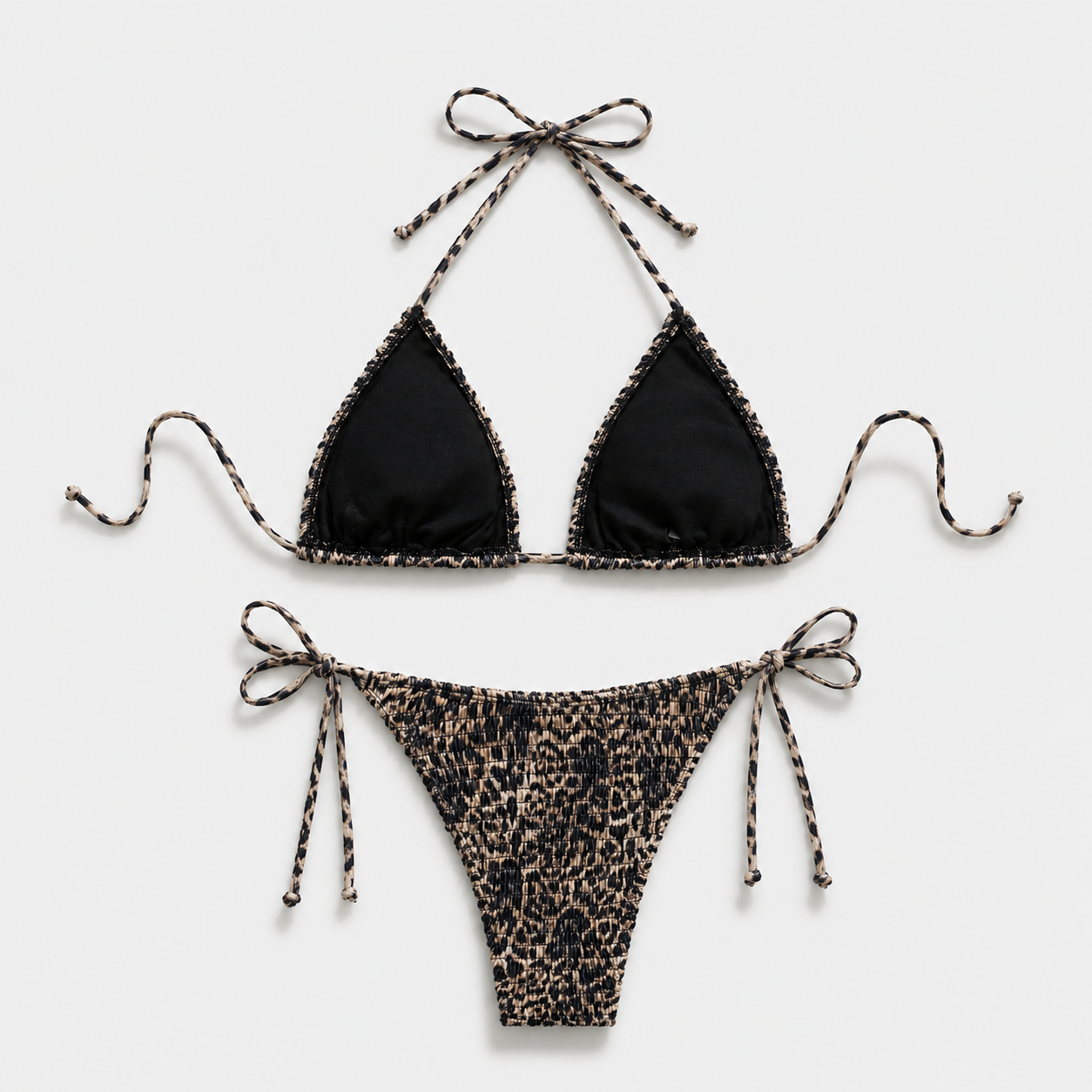 Ensemble bikini élégant à imprimé léopard et bretelles nouées 2