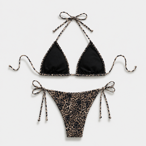 Ensemble bikini élégant à imprimé léopard et bretelles nouées h5 Image2