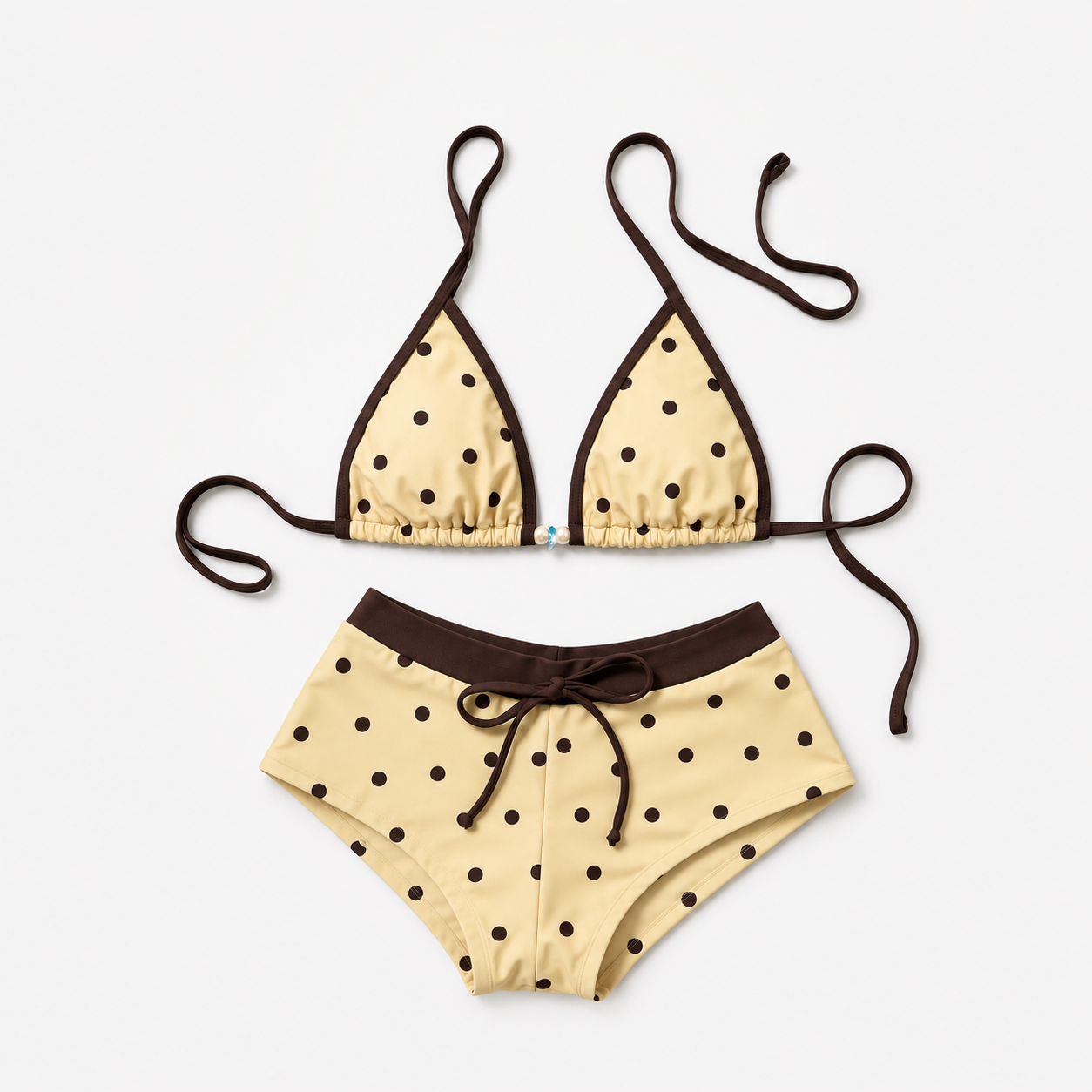 Ensemble bikini en polyamide à pois et blocs de couleur, style sport
