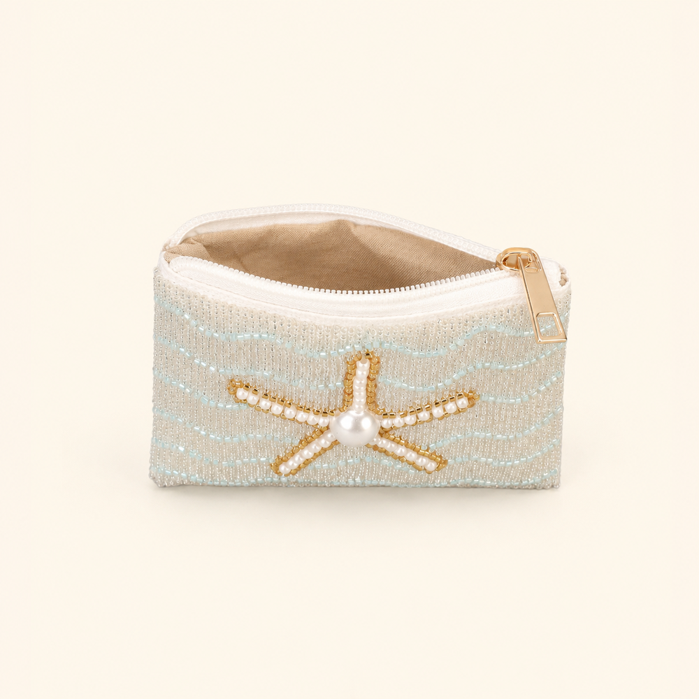 Simple Series Natural Oceanic Style Beads Mixed Color Woven Starfish Fabric Artificial Pearl Wallets h5Picture2