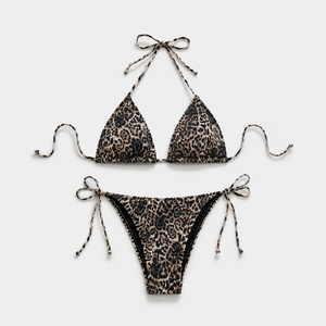 Ensemble bikini élégant à imprimé léopard et bretelles nouées h5