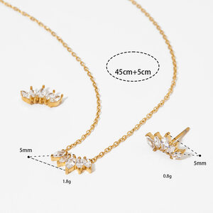 Simple Series Stainless Steel Waterproof Gold Color Zircon Women's Necklaces Sets h5 Picture4