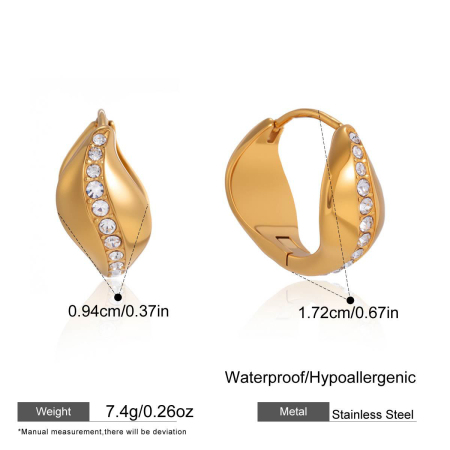 Simple Series Retro Irregular Shape Stainless Steel Waterproof   Gold Color  Women's Hoop Earrings