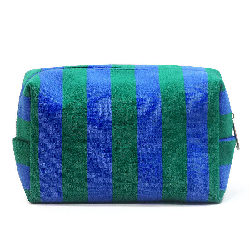 Simple Series Daily Stripe Mixed Color Towel Fabric Makeup Bags