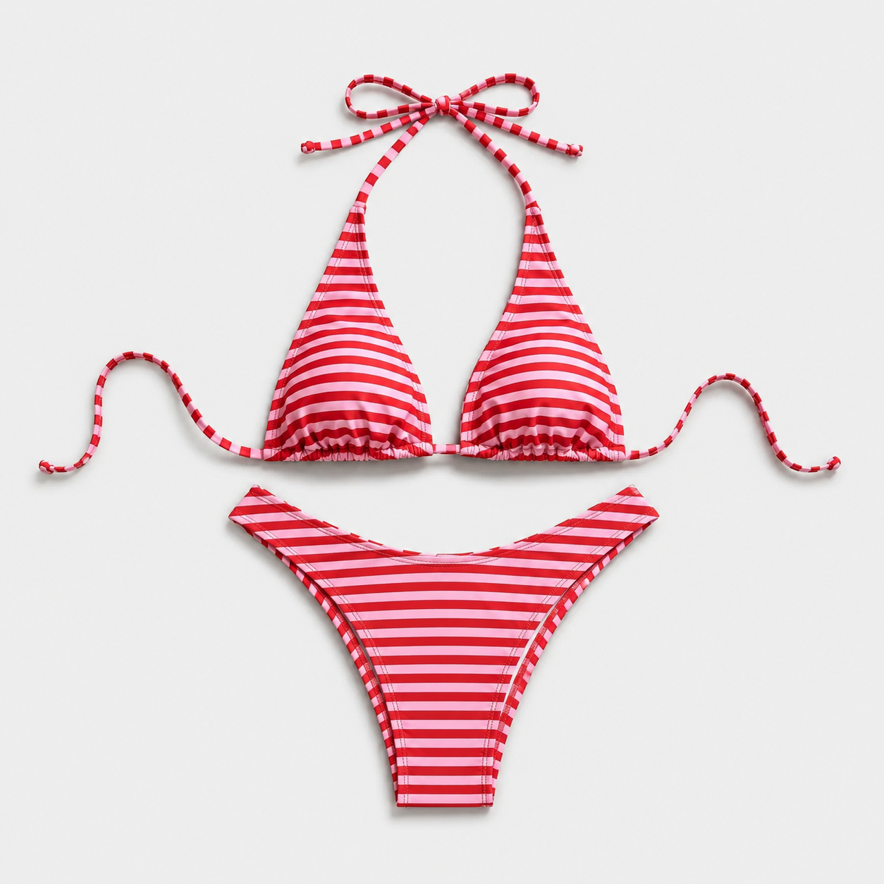 Ensemble bikini simple et mignon à rayures en polyamide