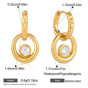Simple Series Elegant Circle Stainless Steel Waterproof Gold Color Women's Hoop Earrings h5
