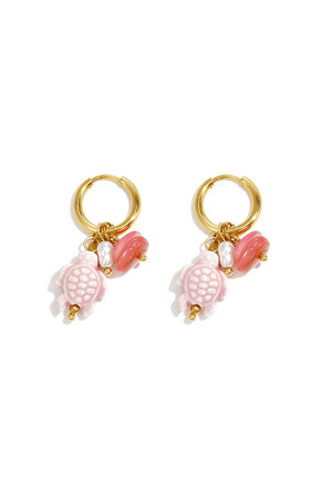 Pendientes de acero inoxidable chapados en oro de 14 quilates con cuentas, diseño de animales, ideales para vacaciones, reuniones o fiestas. Serie romántica para mujer. h5 Imagen2