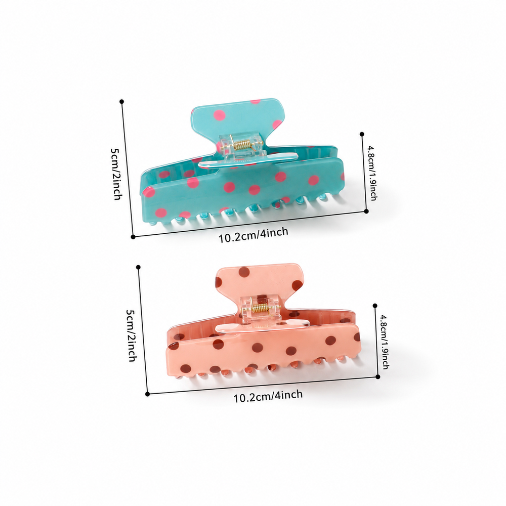 Simple Series Dagelijkse Polka Dots Gemengde Kleuren PVC Haarklemmen h5Afbeelding3