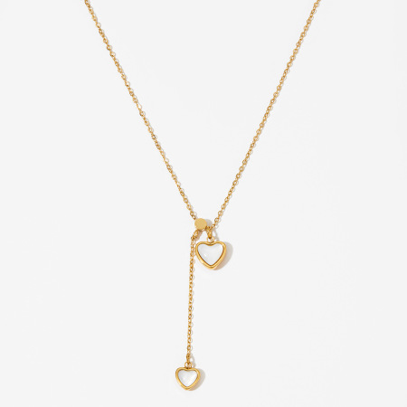 Simple Series Heart Stainless Steel Waterproof Gold Color Women's Pendant Necklaces