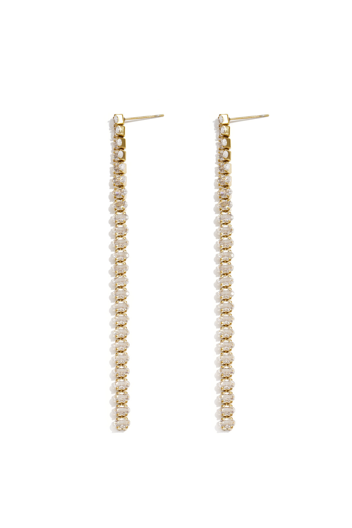 Elegante Hängeohrringe aus Edelstahl mit Kette, perfekt für festliche Anlässe und Partys. Luxuriöse Damenschmuckserie.