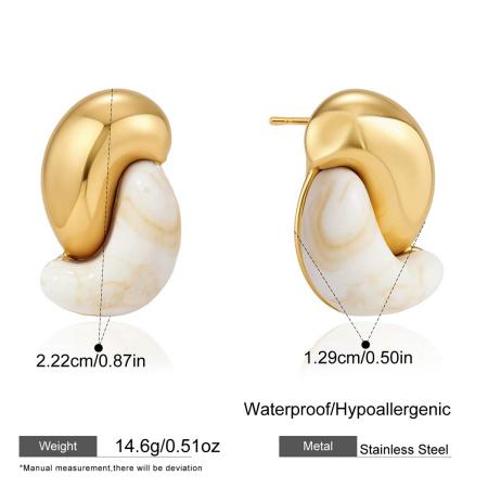 Simple Series Retro Irregular Shape Stainless Steel Waterproof   Gold Color  Women's Stud Earrings