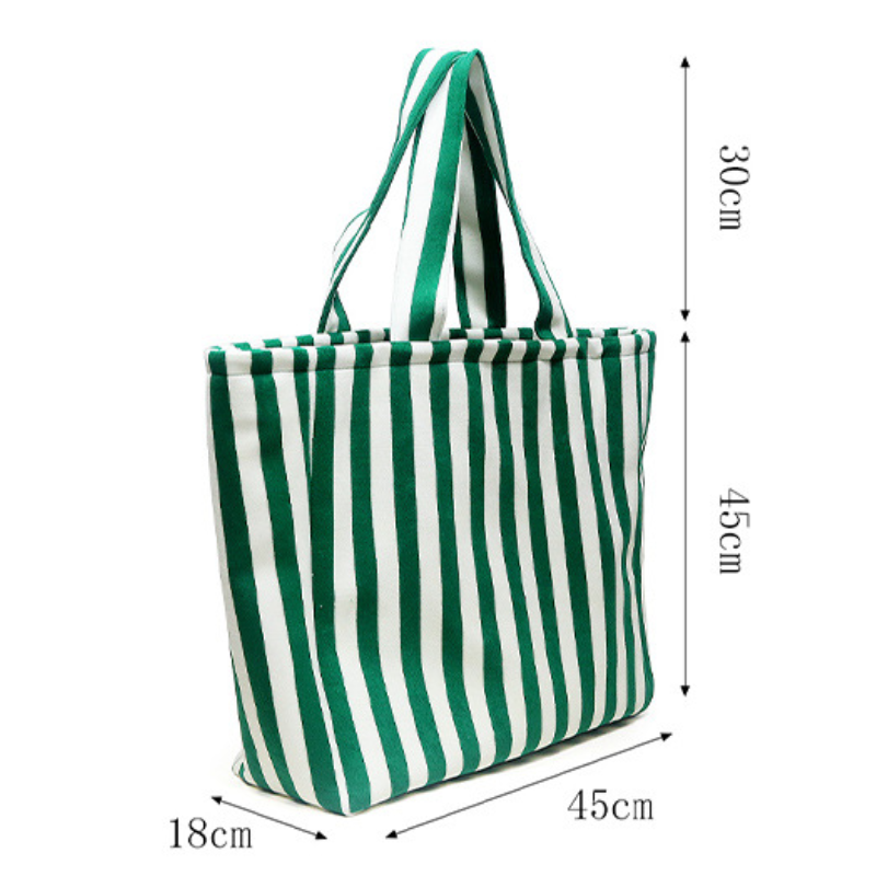 Borsa quadrata da donna in tessuto di spugna a righe morbide e colori misti, stile casual. h5 Immagine6