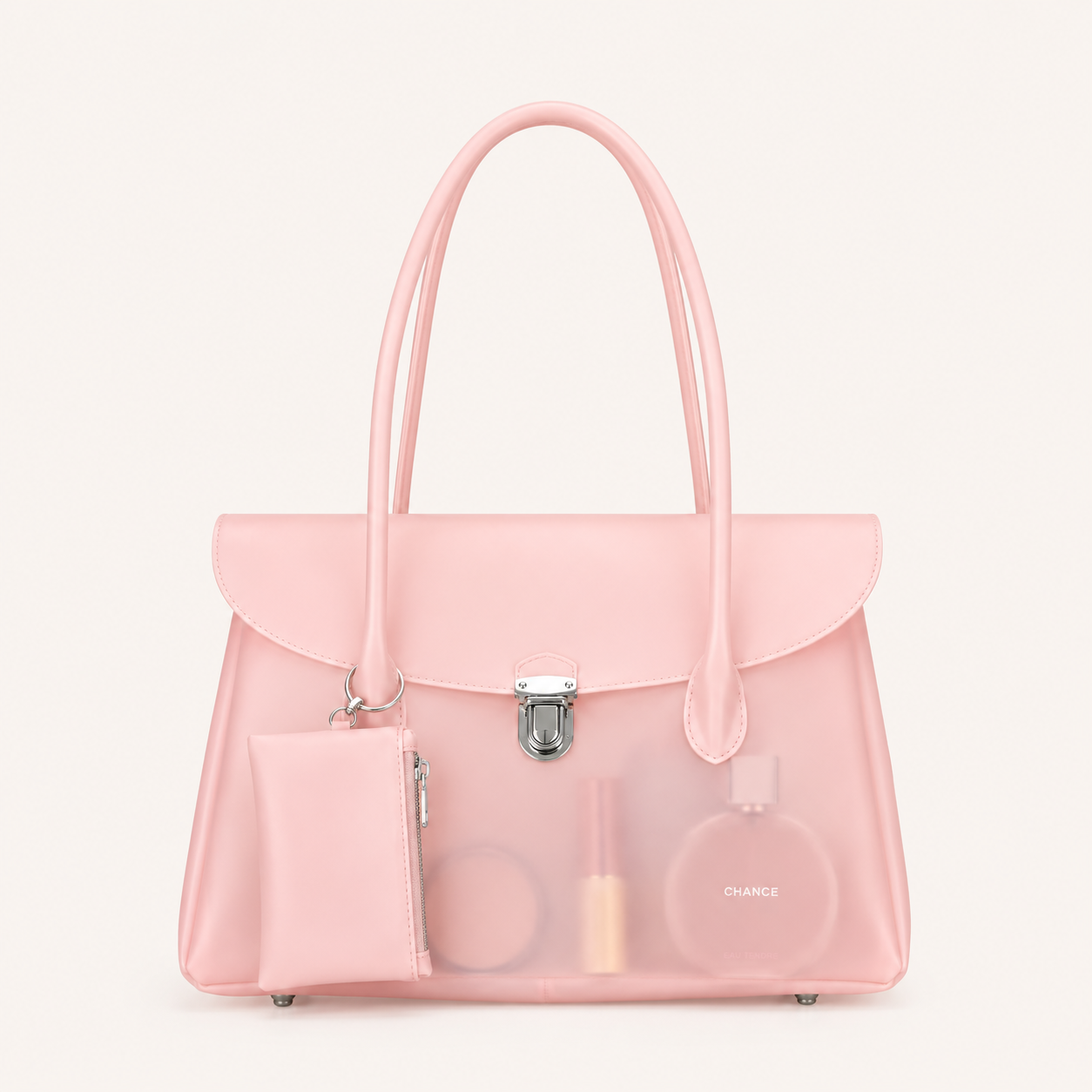 Casual stijl damestas met metalen details, PVC / transparante effen PVC-stof 2