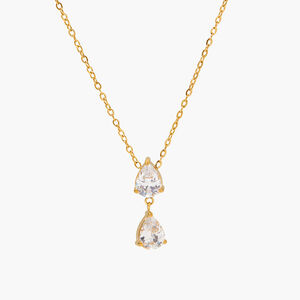 Simple Series Droplet Stainless Steel Waterproof Gold Color Zircon Women's Pendant Necklaces h5