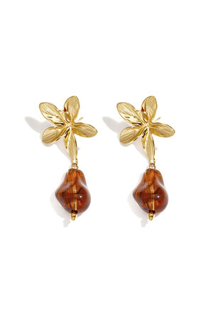 Boucles d'oreilles pendantes en acier inoxydable, style floral, collection décontractée et simple pour femmes h5