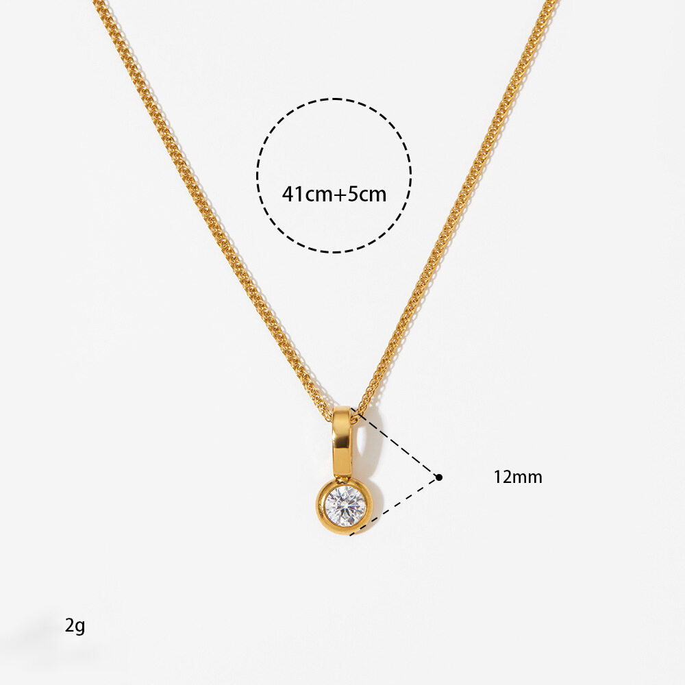 Simple Series Circle Stainless Steel Waterproof Zircon Women's Pendant Necklaces h5Picture3