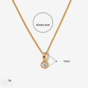 Simple Series Circle Stainless Steel Waterproof Zircon Women's Pendant Necklaces h5 Picture3