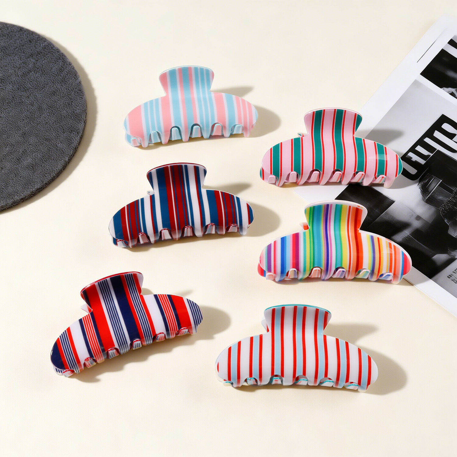 Simple Series Daily Stripe gemengde kleuren PVC haarklauwen