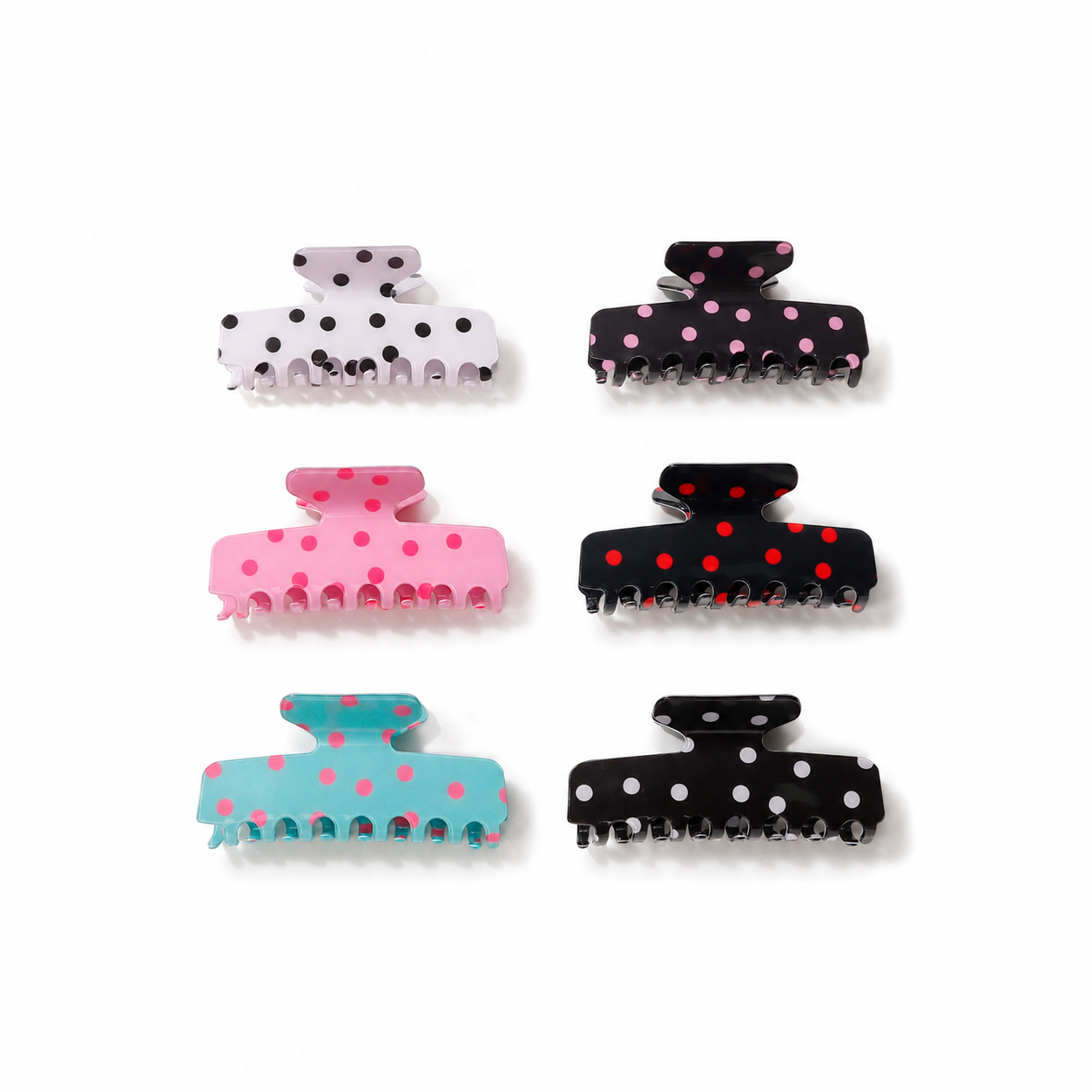 Simple Series Dagelijkse Polka Dots Gemengde Kleuren PVC Haarklemmen