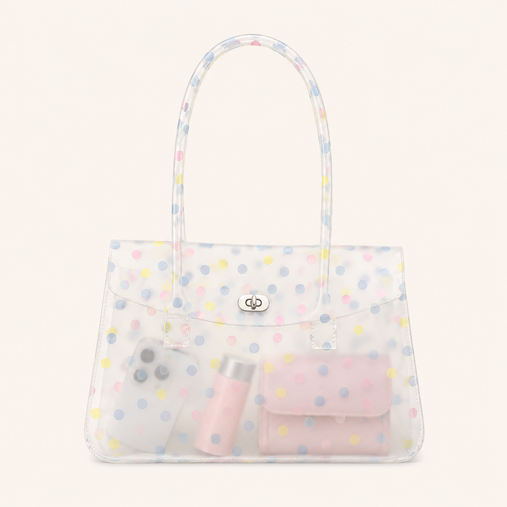 Casual Style Pvc / Transparent Solid Color Polka Dots Mixed Color Pvc Women's Square Bag