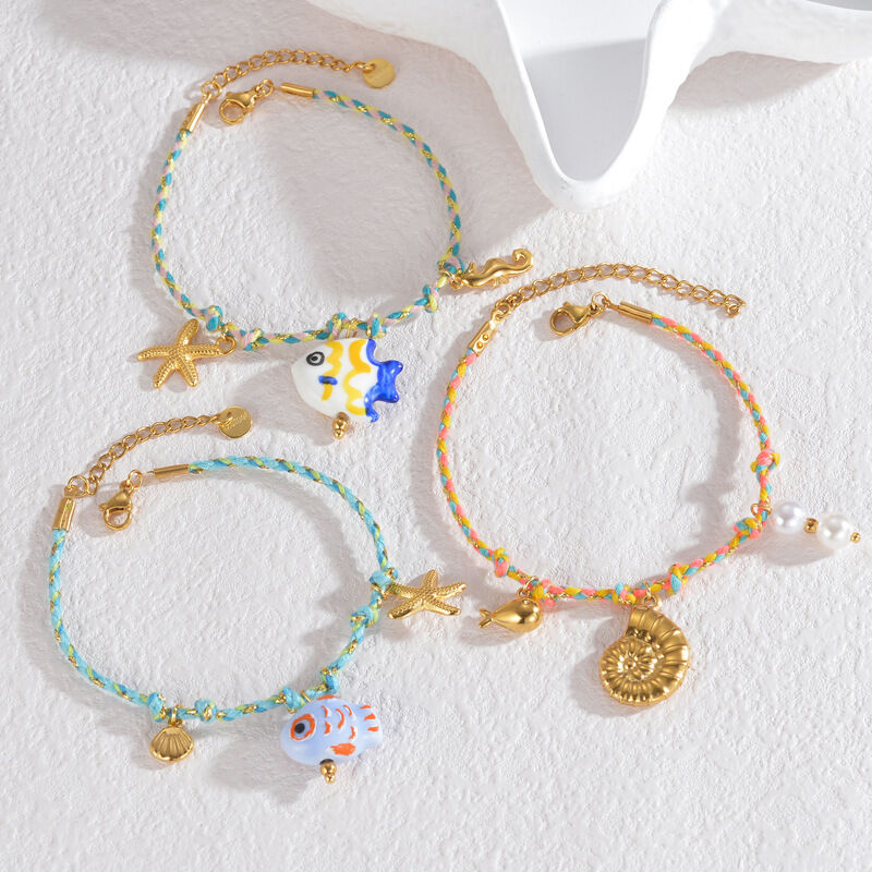 Braccialetti intrecciati da donna in stile oceanico per le vacanze h5Immagine3