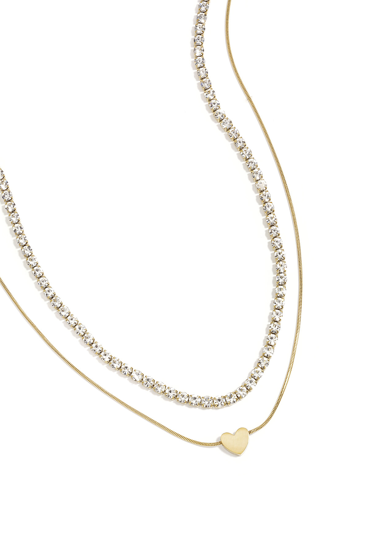 Gelaagde kettingen van roestvrij staal met hartje, eenvoudige dagelijkse serie, dames sieraden