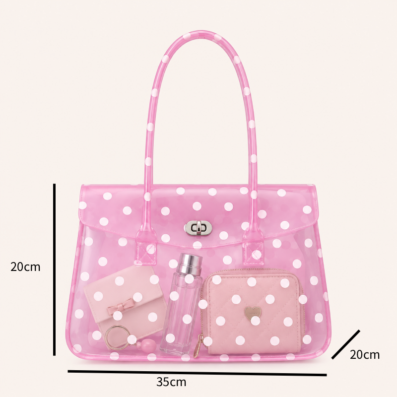 Casual Style Pvc / Transparent Solid Color Polka Dots Mixed Color Pvc Women's Square Bag h5Picture5