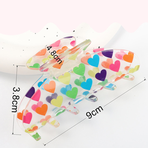Romantische serie Zoete Bloemen Hart Geruite Acryl Haarclips in Gemengde Kleuren h5 Afbeelding3