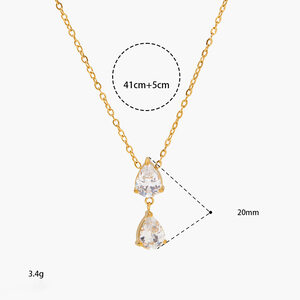 Simple Series Droplet Stainless Steel Waterproof Gold Color Zircon Women's Pendant Necklaces h5 Picture3