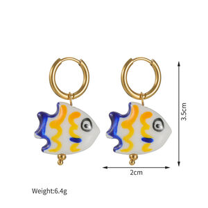 Vacation Oceanic Style Fish Ceramics Women's Drop Earrings h5 Picture3