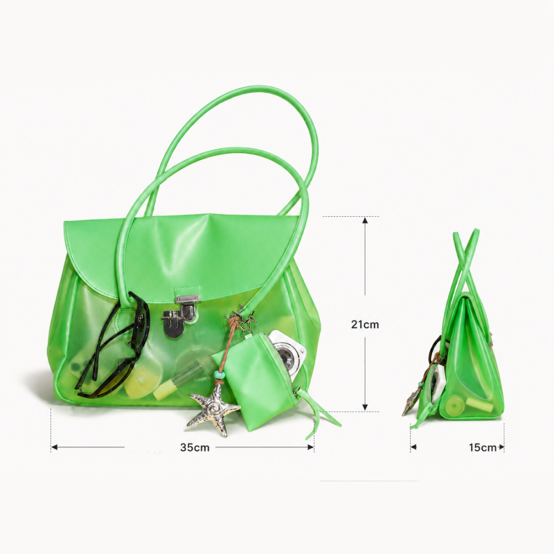 Casual Style Metal Hardware Pvc / Transparent Solid Color Pvc Women's East-west Bag h5 Picture5