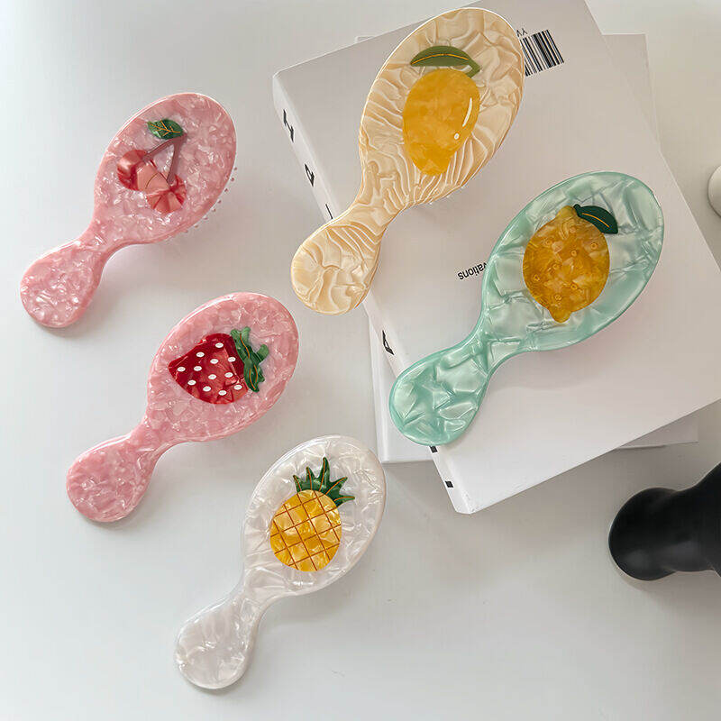 Taşınabilir Oval Saplı Meyveli Çilek Limon Sirkeli Yastıklı Taraklar