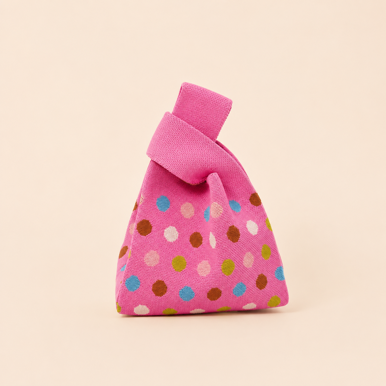 Borsa quadrata da donna in poliestere intrecciato, stile casual, con stampa a pois e colori misti.