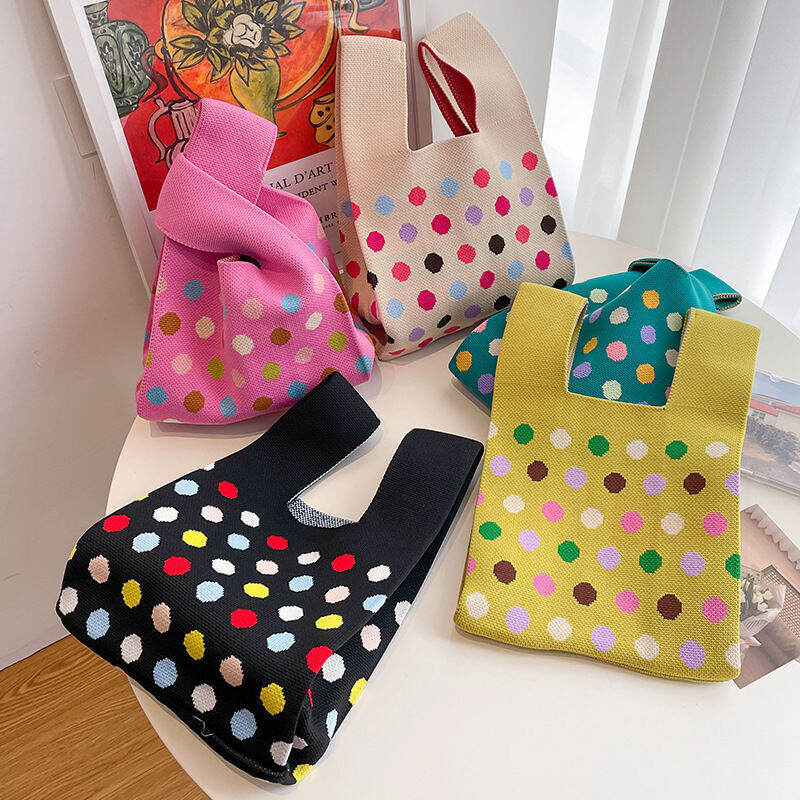Casual Style Woven Polka Dots Mixed Color Woven Polyester Women's Square Bag Picture2