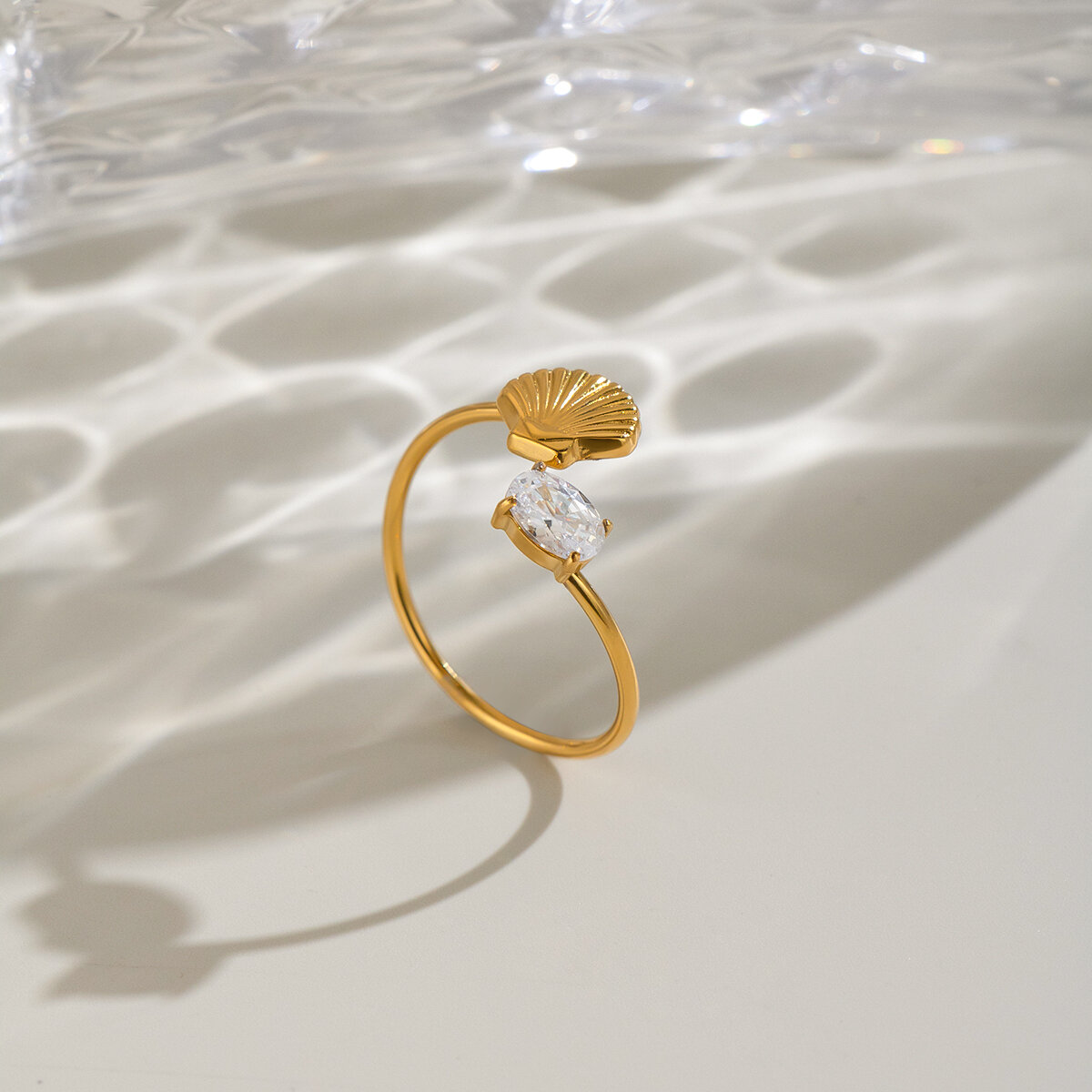 Oceanic Style Stainless Steel Waterproof Gold Color Statement Rings Picture4
