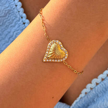 Simple Series Daily Heart Stainless Steel Waterproof Gold Color Women's Chain Bracelets 2