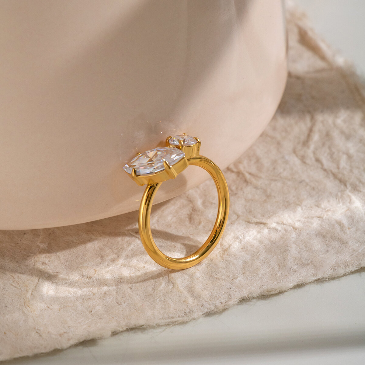 Luxury Series Stainless Steel Waterproof Gold Color Gemstone Rings Picture5