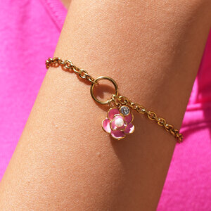 Simple Series Daily Flower Stainless Steel Waterproof Gold Color Women‘s Bracelet h5 Picture3